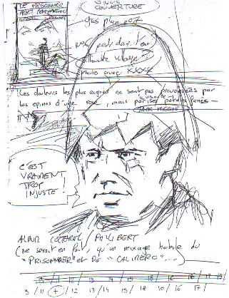 Patrick McGoohan in an eggshell - except from the storyboard, by P. Cottarel