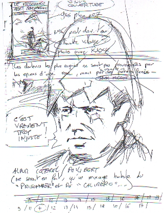 Patrick McGoohan in an eggshell - except from the storyboard, by P. Cottarel 